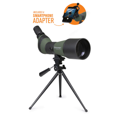 LandScout 20-60x80mm Angled Zoom Spotting Scope with Table-top Tripod and Smartphone Adapter